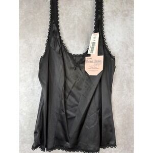 NWT VTG Sears Camisole Womens 38 Black Perfect Choice Lace Trim Antron III Nylon